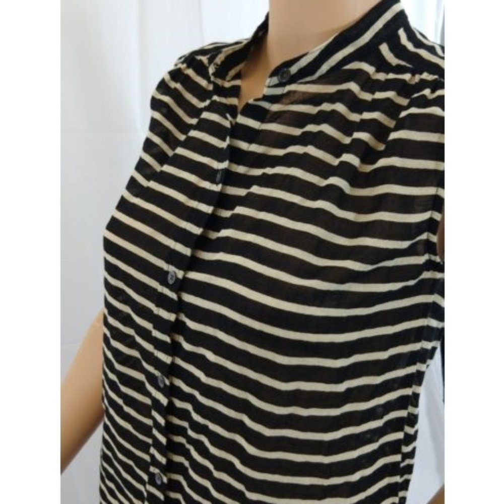 J. Crew Striped Button Up Sleeveless Sheer Top